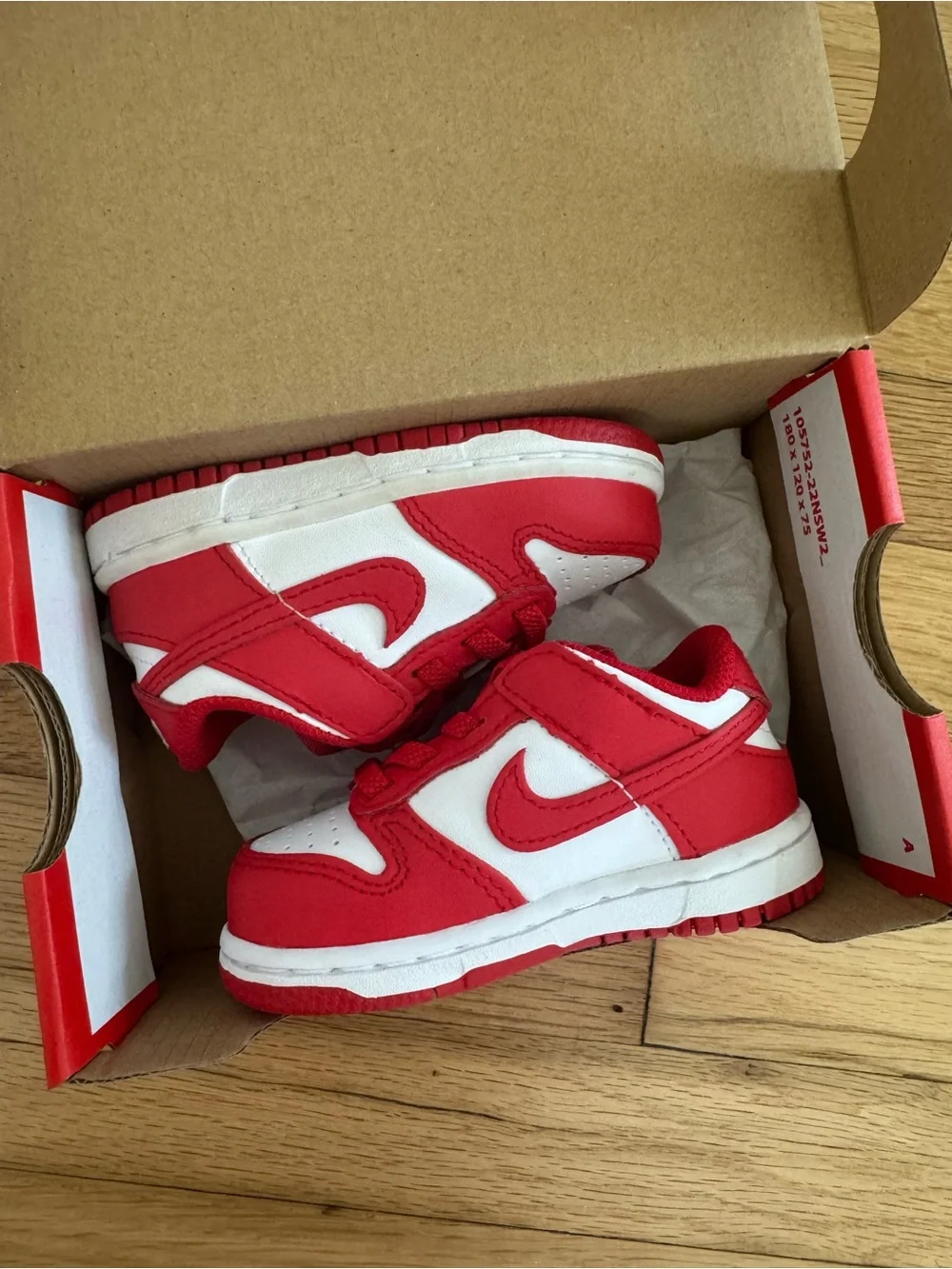 Nike Dunk Low (TDE) University Red & White Baby Trainers Sneakers Shoes